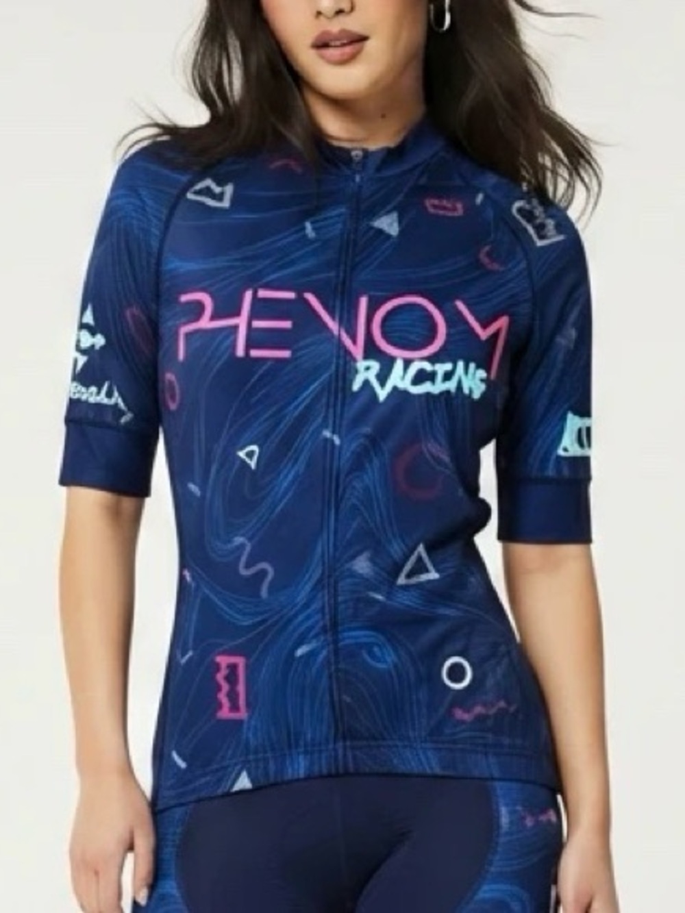 Jakroo Blue & Pink Phenom Cycling Biking Jersey